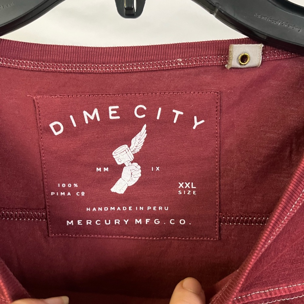Dime City Men’s 100% Pima Cotton Red Short Sleeve T-Shirt-‎ Size XXL - Picture 3 of 6